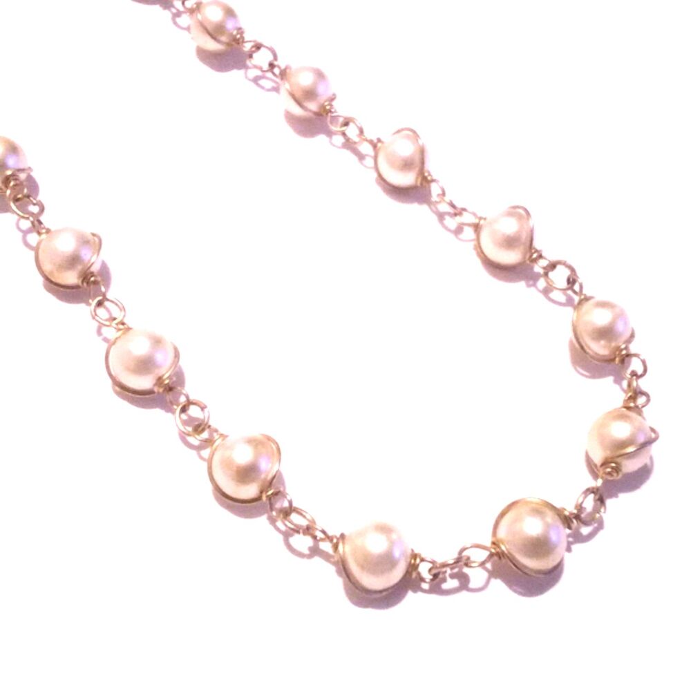 Vintage Sarah Coventry "Pearl Swirl" Necklace Gold Tone 1966